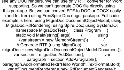 Generating a DOC or DOCX using MigraDoc