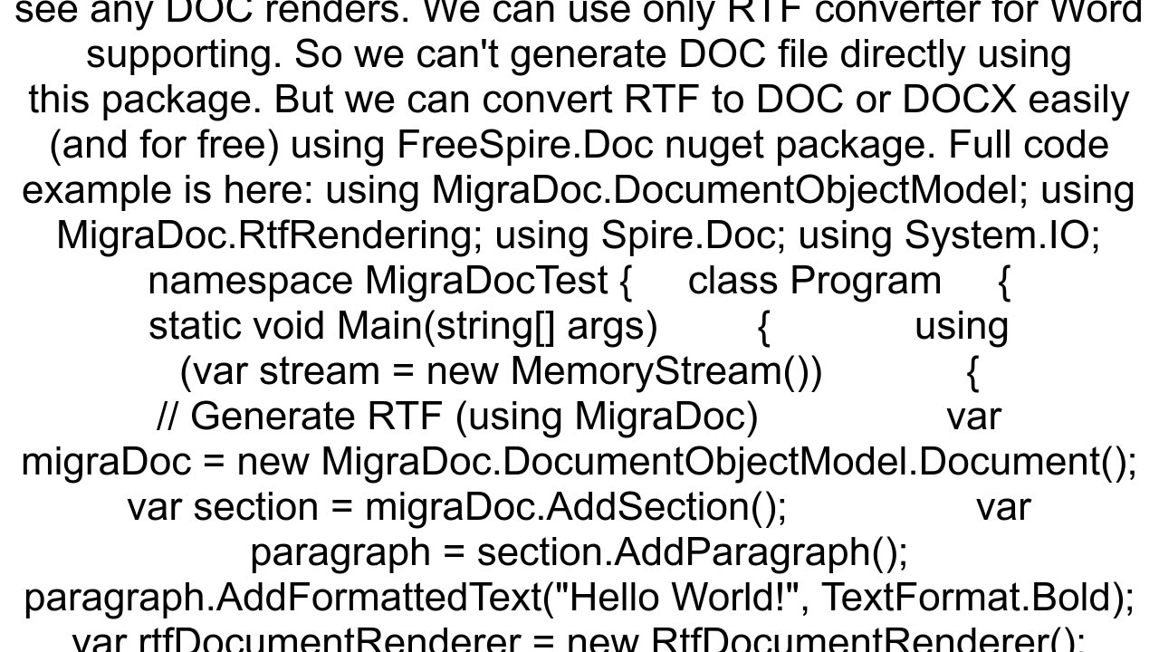 Generating a DOC or DOCX using MigraDoc