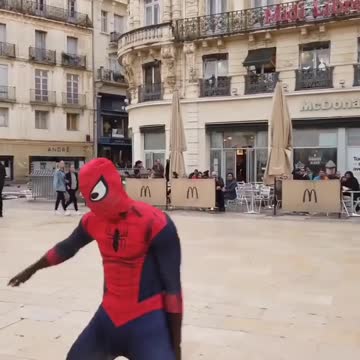 Spider-man performs tricks in France