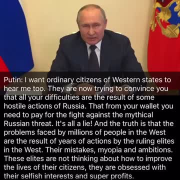 Putins message to western citizens