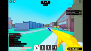 Getting the golden AK in BIG PAINTBALL and comparing it to the wrapped scar.(ROBLOX)