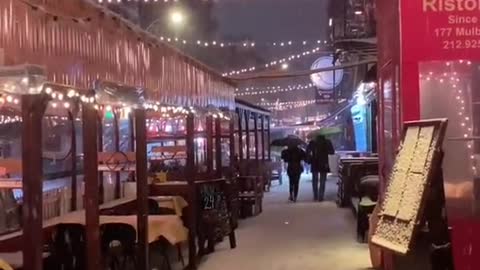 New York street in winter