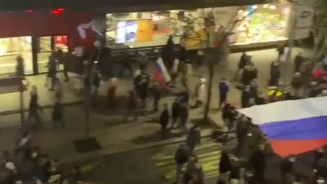 Huge protest in support of Russia in the Serbian capital Belgrade.