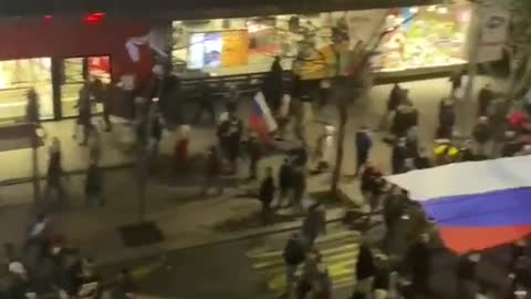 Huge protest in support of Russia in the Serbian capital Belgrade.