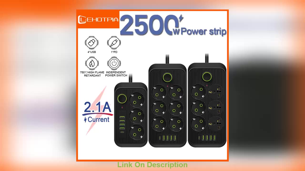 Best Seller EU Plug AC Outlet Power Strip Multitap Extension Cord