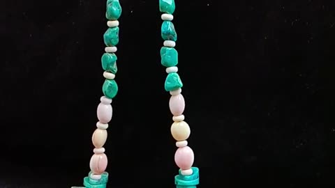 Natural turquoise and Sakura agate Princess spiny oyster gemstone pendant necklace