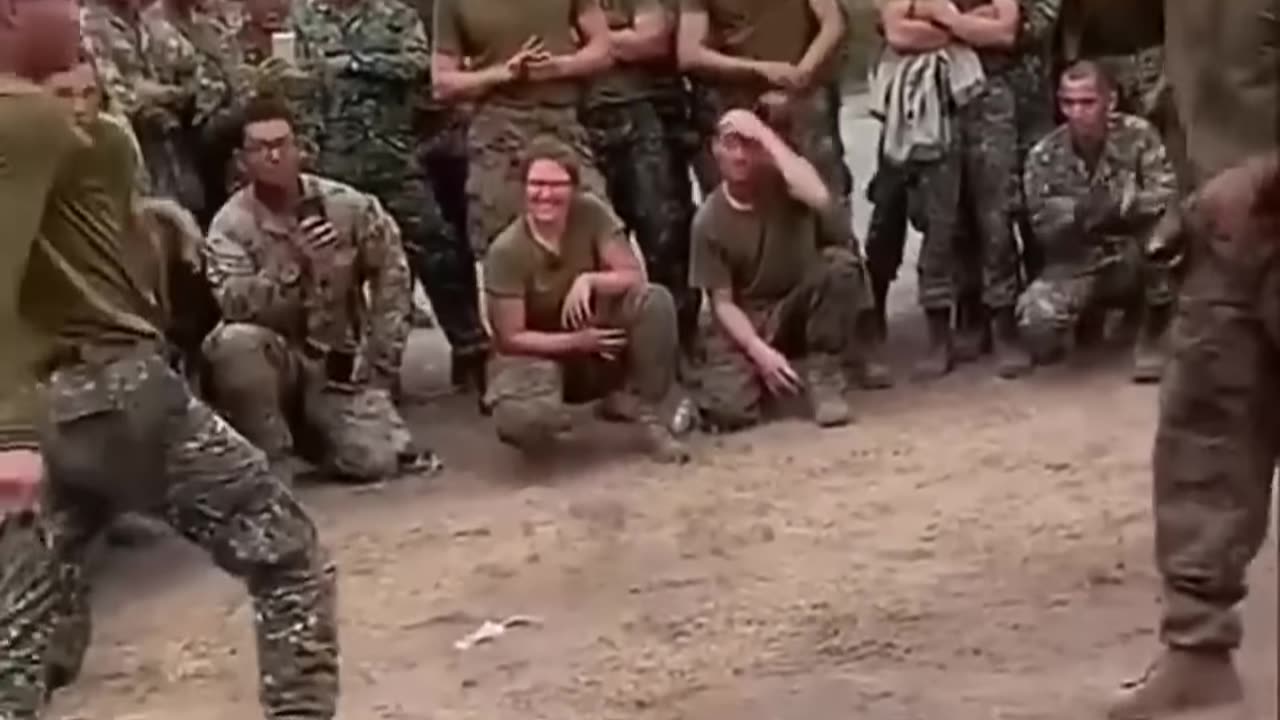 Friendly Knife Fighting Between Marine And USMC