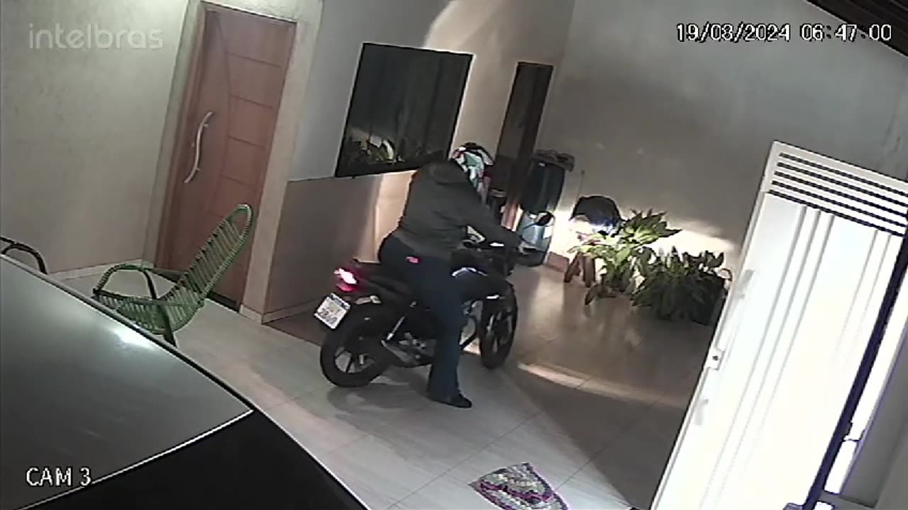 Chair Gets Caught on Motorcycle