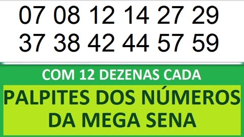 PALPITES DOS NÚMEROS DA MEGA SENA COM 12 DEZENAS sa sb sc sd se sf sg sh si sj sk sl