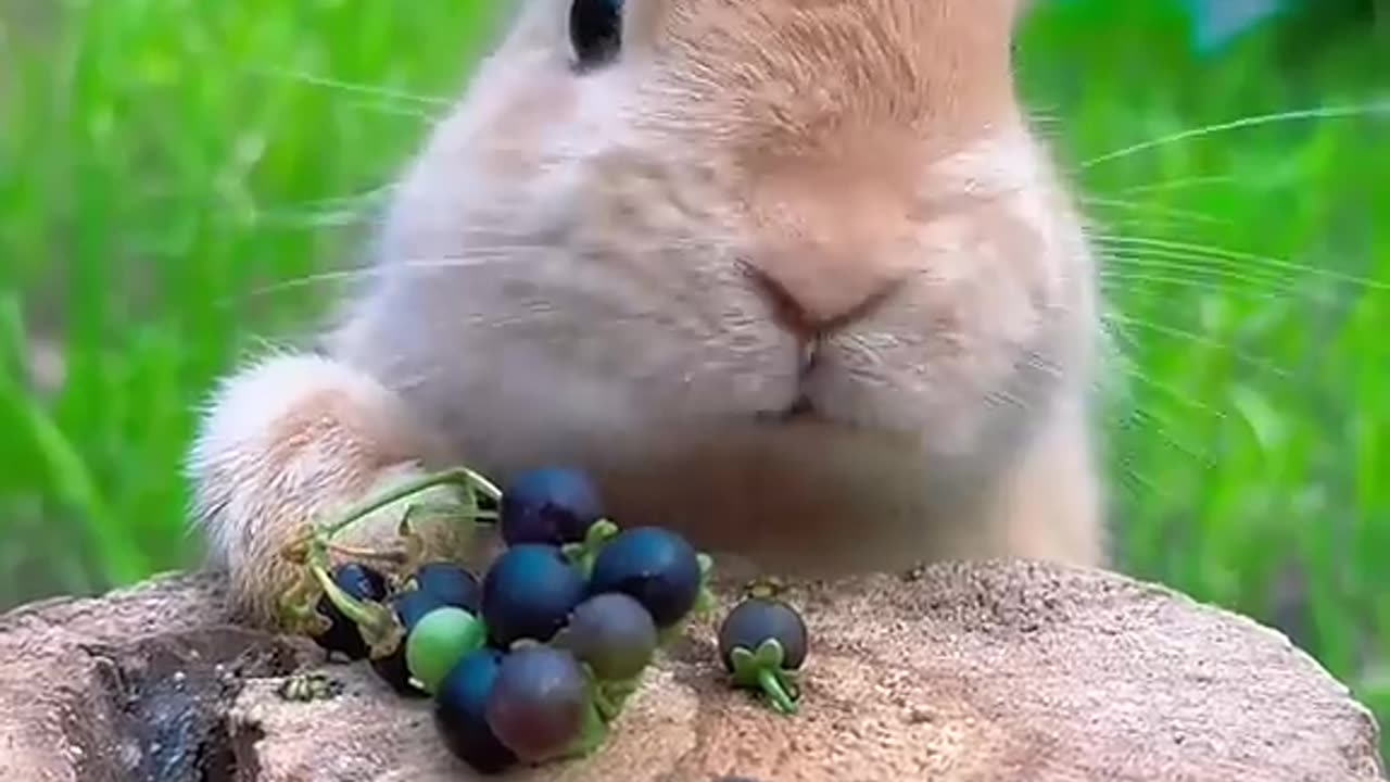 Rabbits eat berries🍇🍇