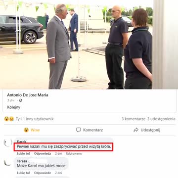 The man faints in front of King Charles (Mezczyzna mdleje przed krolem Karolem)