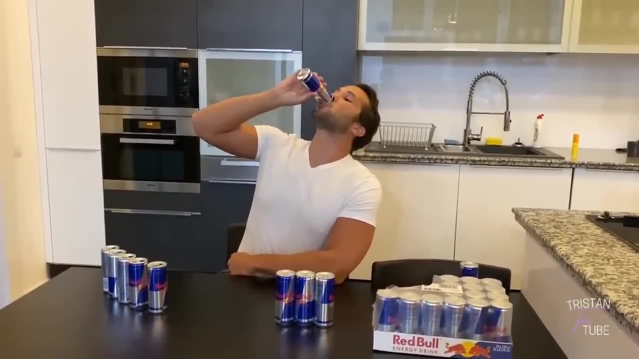 Tristan Tate Redbull drinking world record attempt!