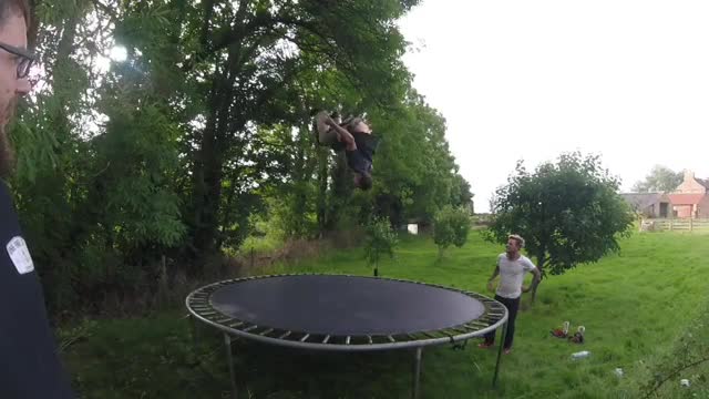 Collab copyright protection - black trampolnie guy falls backwards