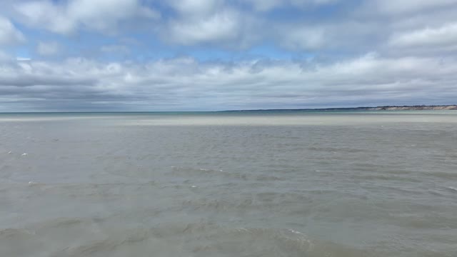 Brisk spring walk along Lake Erie