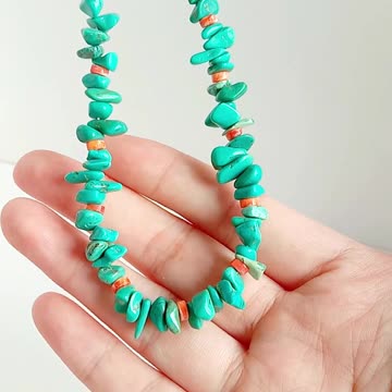 Turquoise heishi beads and pink Princess spiny oyster sakura onyx gemstone pendant necklace 02