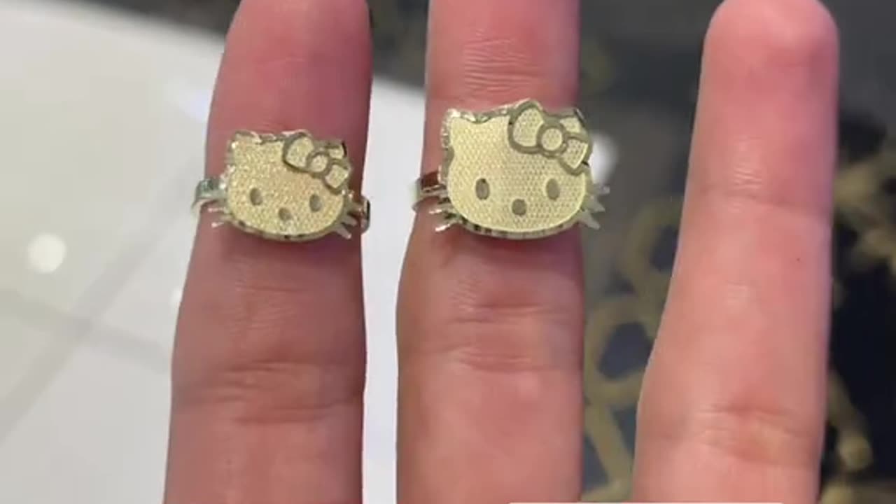 Ladies Real 10K Gold Hello Kitty Rings