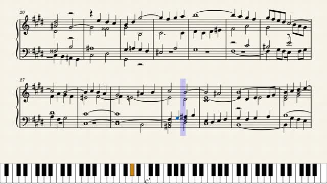 Bach Fugue IV BWV 849 WTC I (with sheet music, noten)