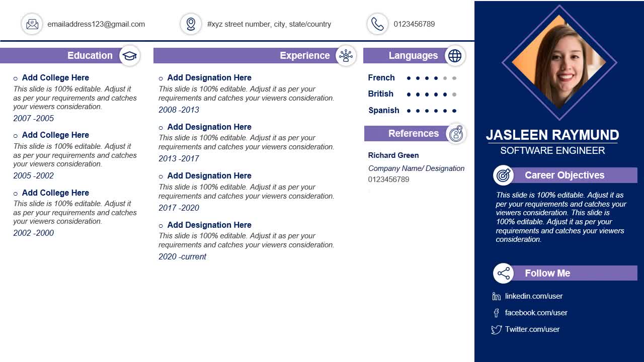 Curriculum Vitae PowerPoint template | Kridha Graphics