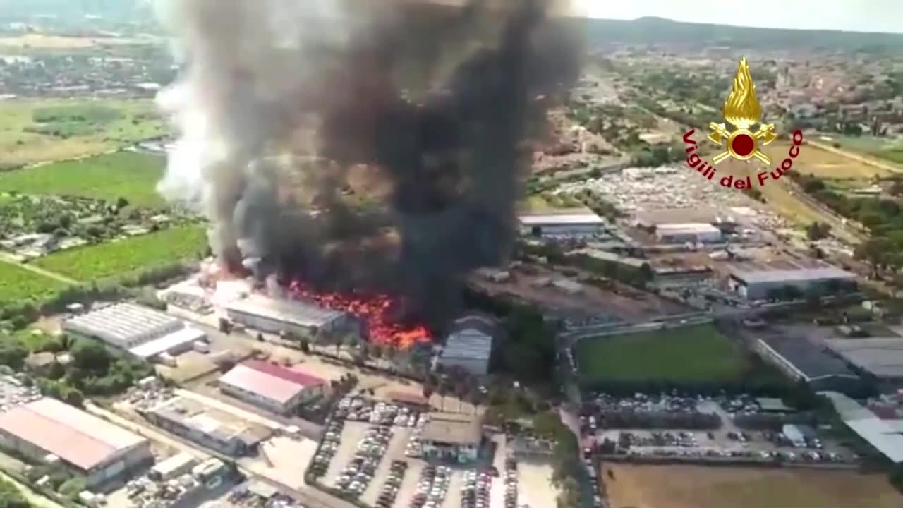 Firefighters battle blaze near Rome's Ciampino airport