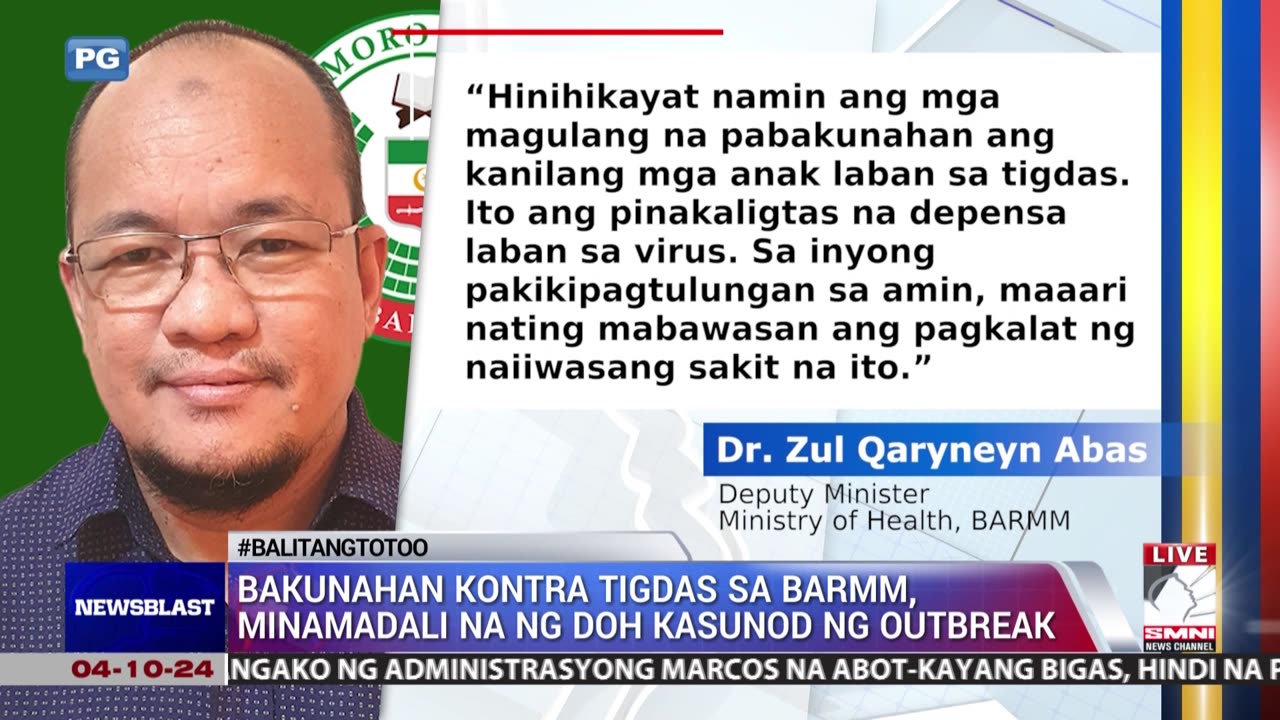 Bakunahan kontra 'Tigdas' sa BARMM, minamadali na ng DOH kasunod ng outbreak