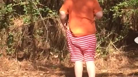 2 year old puts sticks in his pants