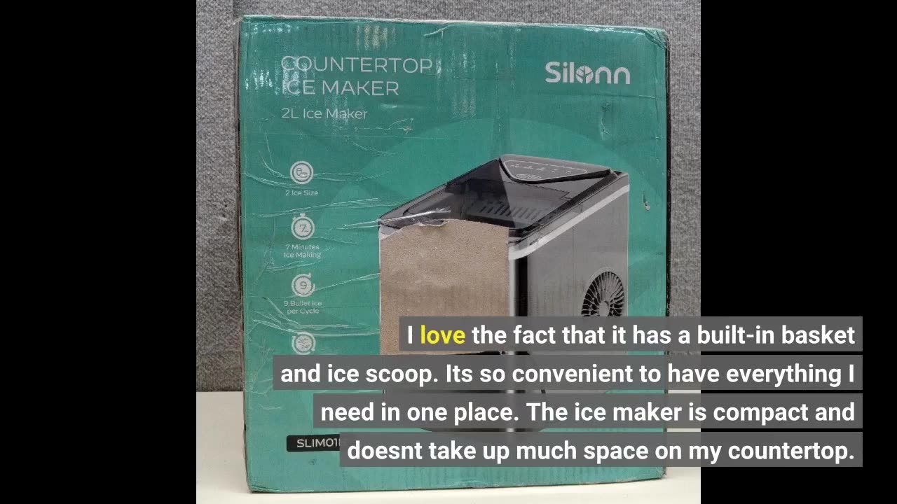 Silonn Ice Maker Countertop, 9 Cubes Ready in 6 Mins, 26lbs in 24Hrs, Self-Cleaning Ice Machine...