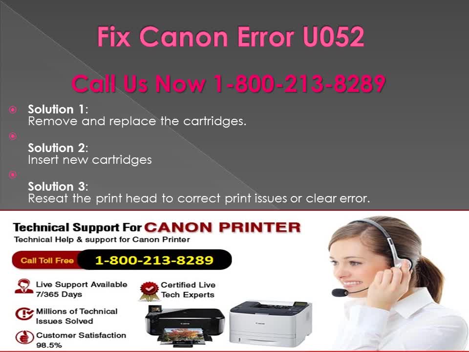 1-800-213-8289 Canon Printer Error u052