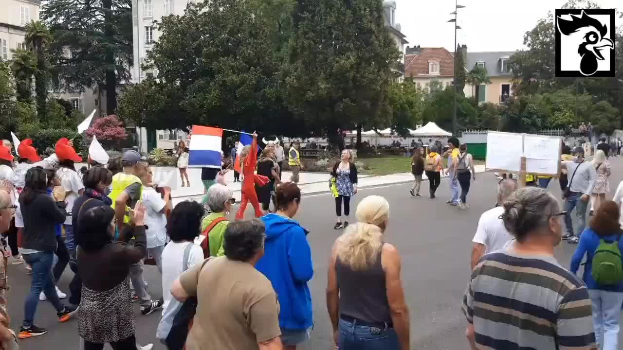 Pau, France: Scenes from Vaccine Passport Protests August 21, 2021