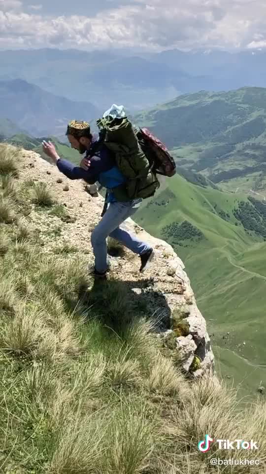 The man jumped the chasm