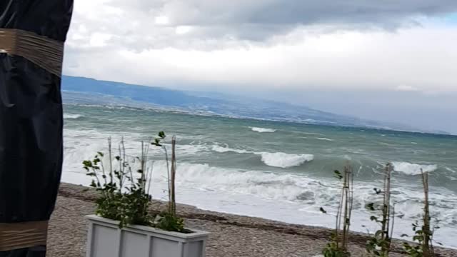 Greece Carinthia Peloponnese Loutraki in strong wind