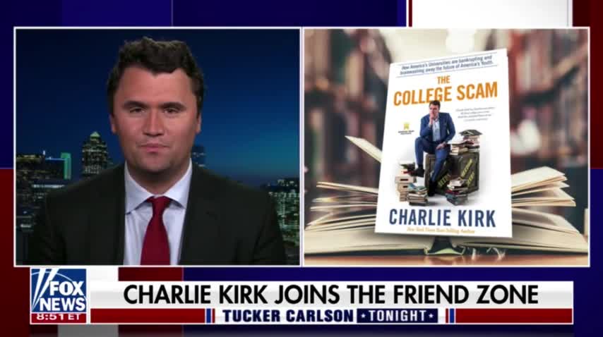 TPUSA's Charlie Kirk tells Tucker Carlson about his new book "The College Scam"!!