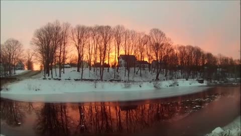 2/22 Maine Winter Sunrise Reflecting Off a Stream