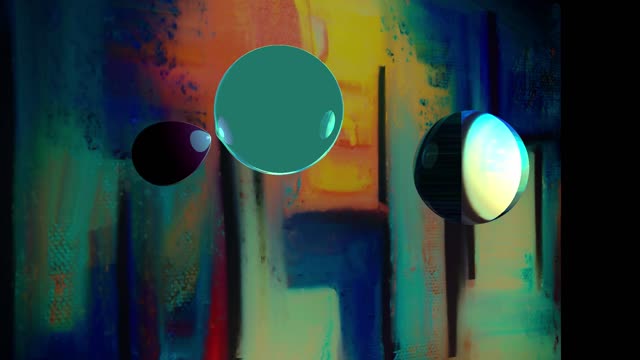 Weird Animated Video of a Liquid Bubble In Front Of An Abstract Painting