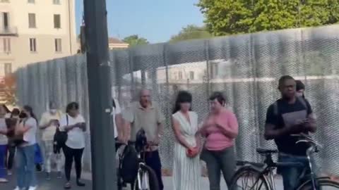 Milan Italy 🇮🇹 Lines as far as the eye can see. People hoping for a handout of bread and milk