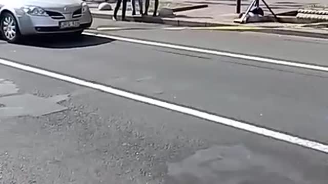Man drags a car