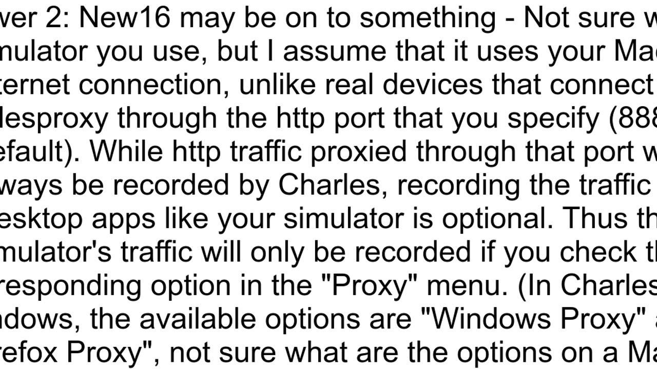 Cannot see iOS simulator traffic with charles proxy