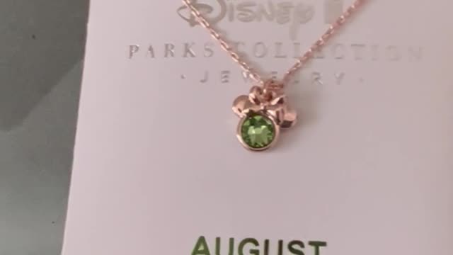 Disney Parks Minnie Mouse August Faux Birthstone Gold Color Necklace #shorts