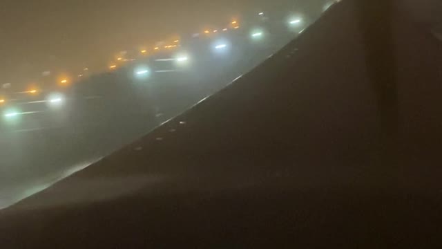 Foggy take off from Delta hub