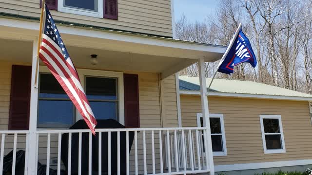 Trump and USA flags flying