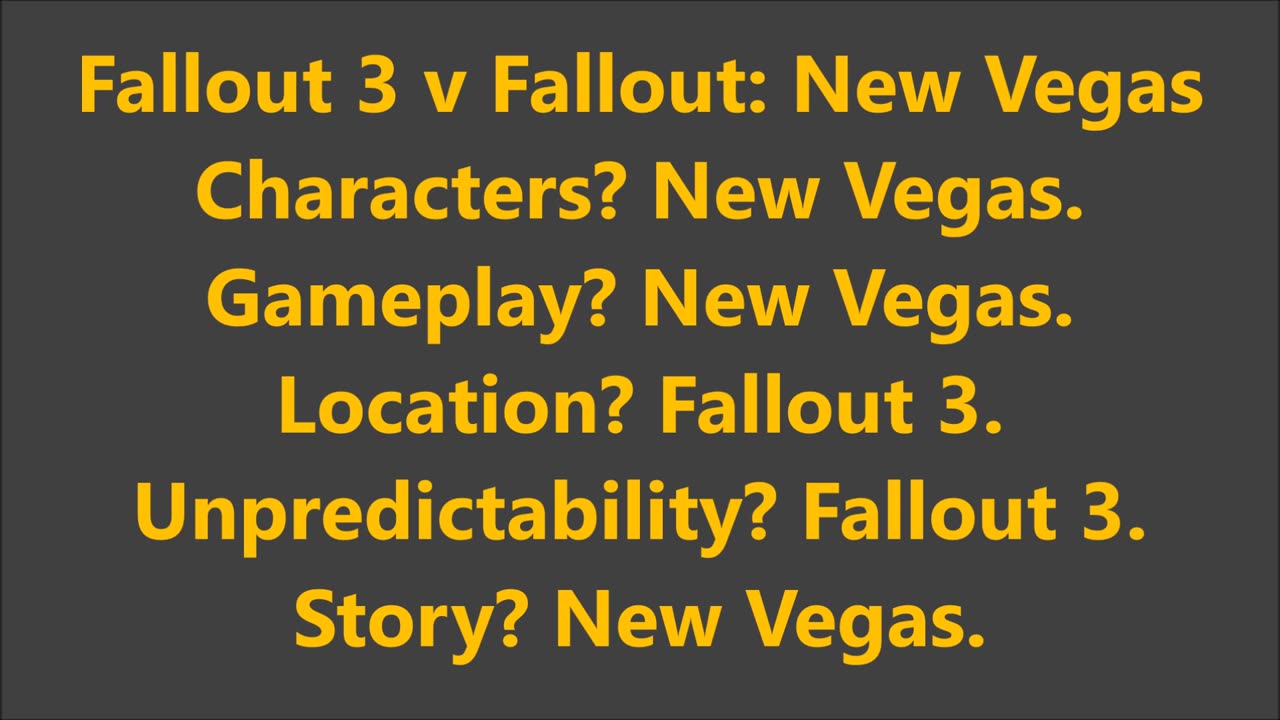 Fallout 3 v Fallout: New Vegas