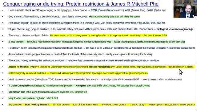 Conquer aging or die trying, protein restriction, James R Mitchell Phd