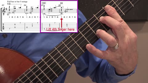 Technique Left-Hand, Part II (slow section). Video 44: m83-86, David Russell fingering