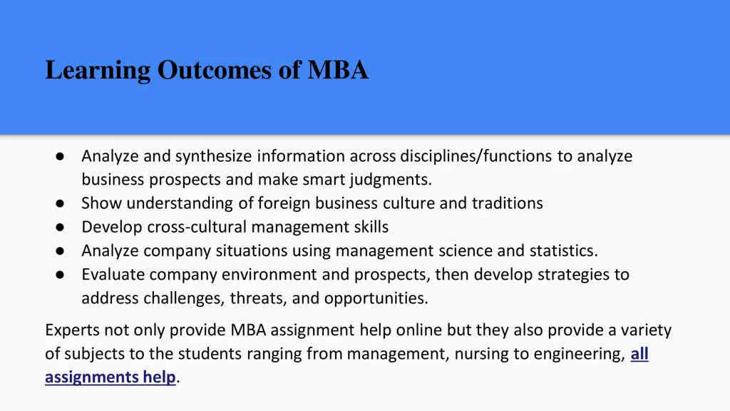 Essential Information about the MBA Program