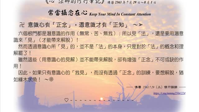 119【意識心有「正念」潛意識才有「正知」】630729