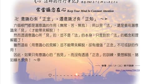 119【意識心有「正念」潛意識才有「正知」】630729