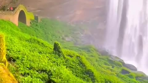 In painting the waterfall