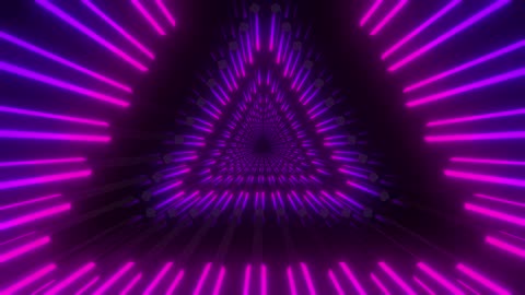 Triangular cylinders passage made of violet light