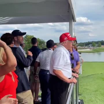 Crowd Chants "Let's Go Brandon" as Trump, Tucker Carlson and MTG Laugh at Bedminster LIV Tourney