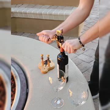 NOBLESIP Wine Bottle Opener Set-6 PCS Kit: Foil Cutter,2 Stoppers, Extra Corkscrew, Wood Stand