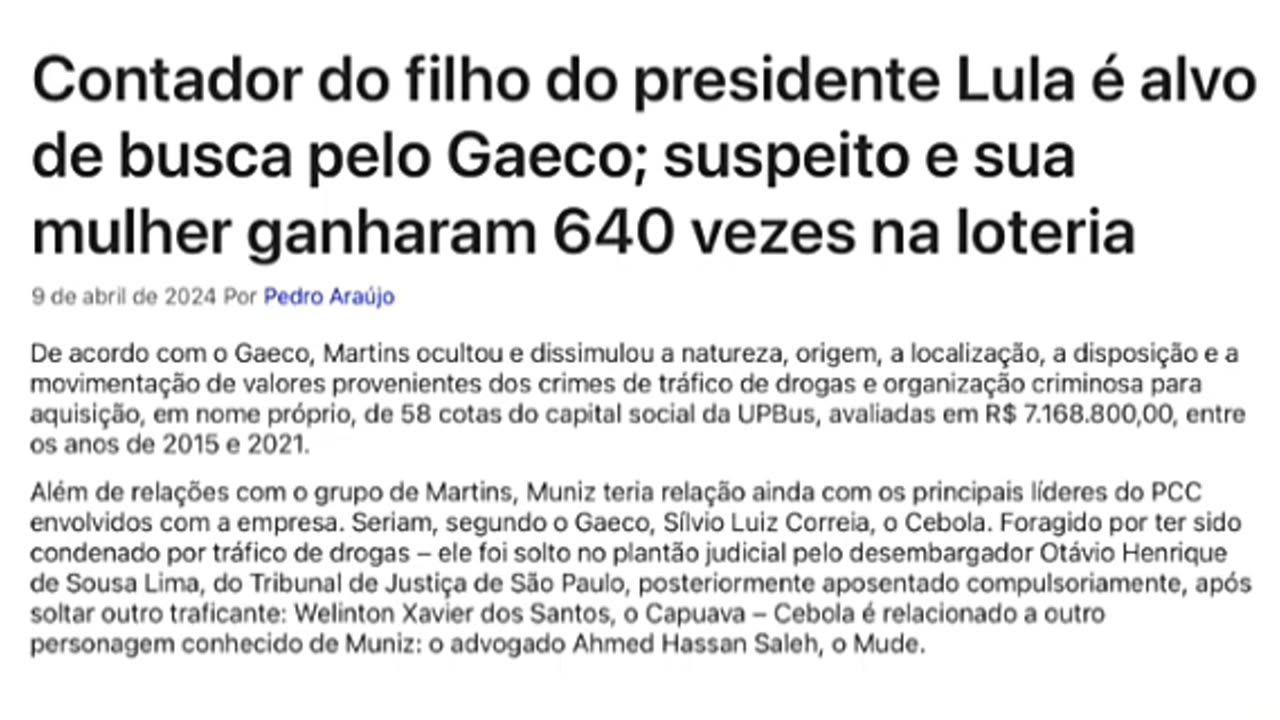 Ligação cabulosa ou mais uma ‘coincidência’? Lulinha e o PCC.